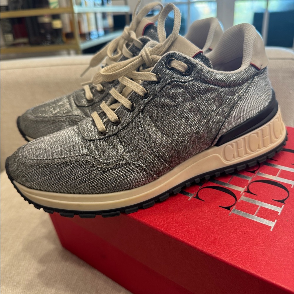 Carolina Herrera Woman Silver Sneakers